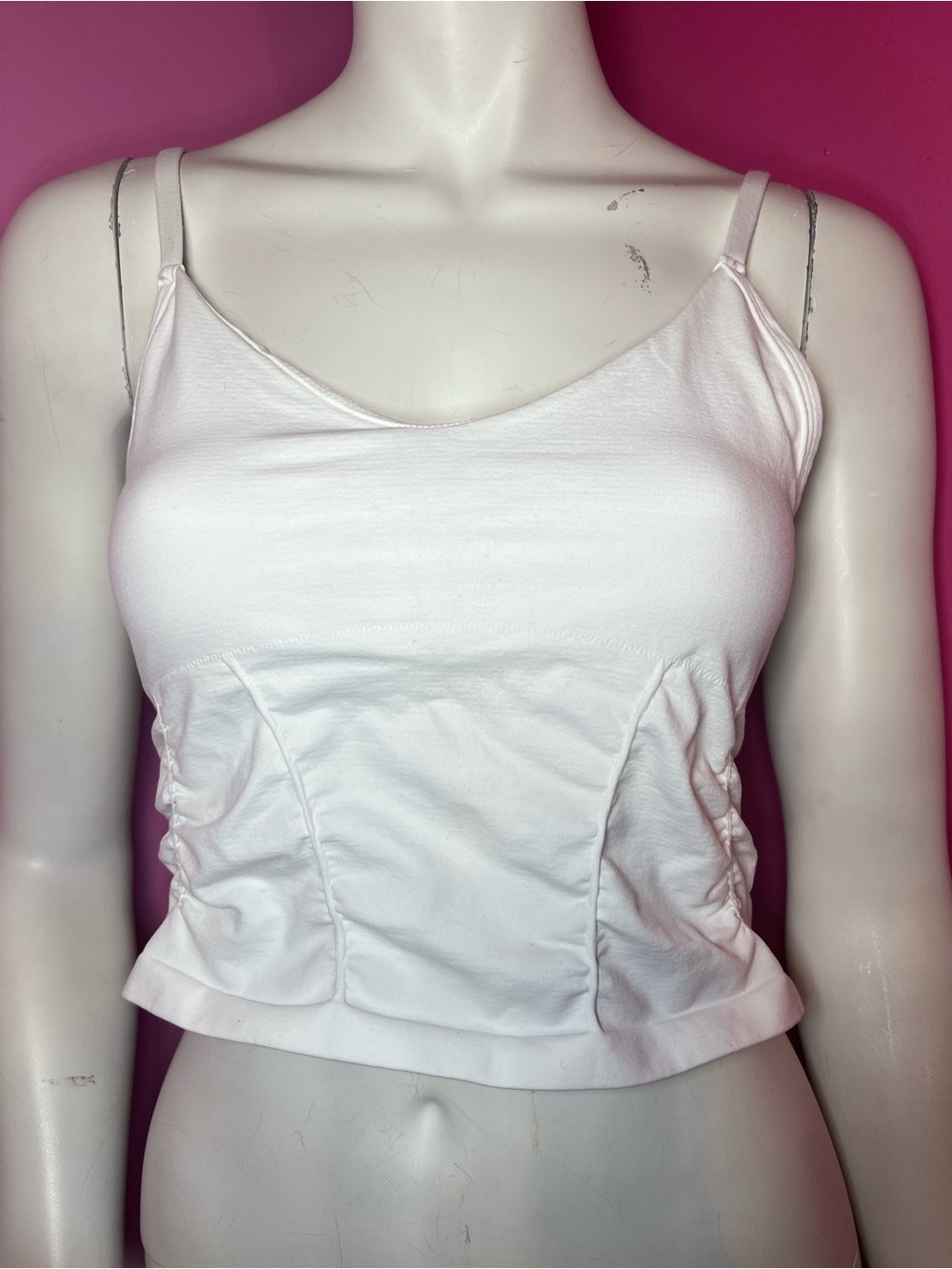White Women's Cropped Tank Top with Adjustable Straps